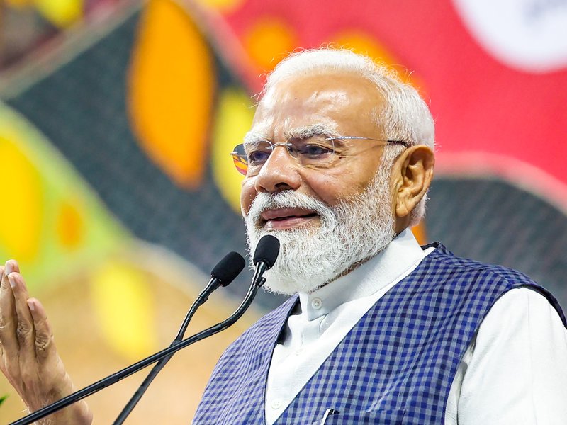 Surat: Prime Minister Narendra Modi addresses during the foundation stone laying and inauguration of various development projects, in Surat on Friday, June 5, 2026. (Photo: IANS/PMO)