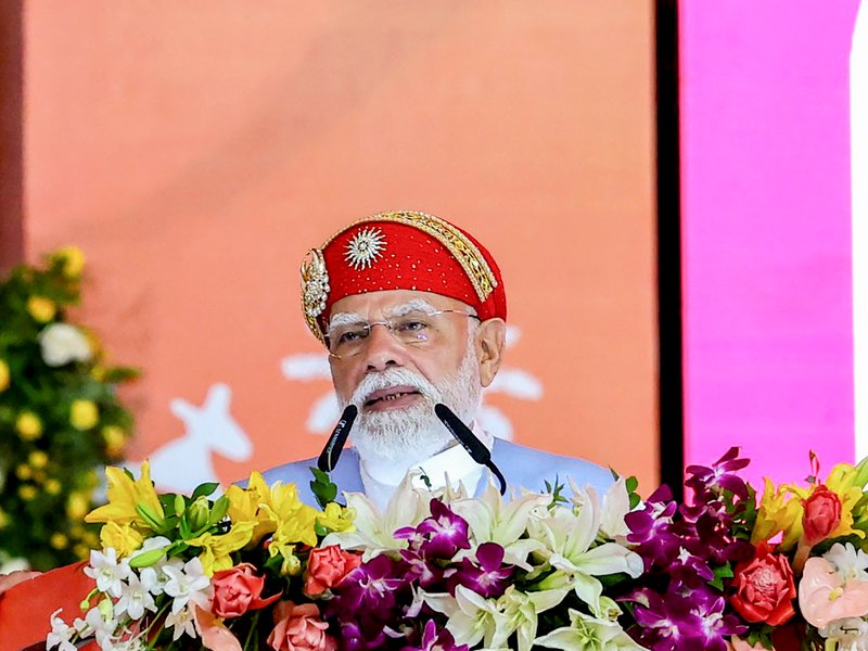 Daman: Prime Minister Narendra Modi addresses during the foundation stones laying, inauguration and dedication of various development projects to the nation, in Daman on Friday, June 5, 2026. (Photo: IANS/PMO)