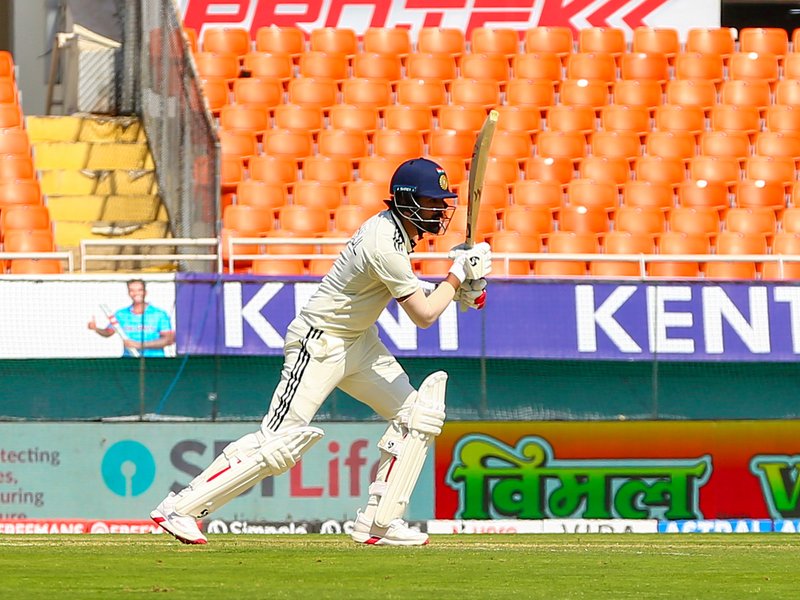 'I consciously tried not to restrict my shots', says KL Rahul as he reflects on his century on the opening day of the one-off Test in New Chandigarh. Photo credit: IANS