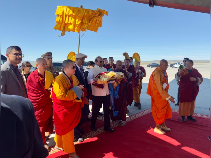 Indian delegation brings back holy relics of Lord Buddha's disciples from Mongolia