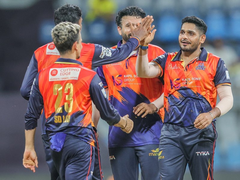 Tushar Deshpande, Chinmay Sutar help Maratha Royals set up title clash with Arcs Andheri in the T20 Mumbai League 2026 at the Wankhede Stadium on Thursday. Photo credit: MCA