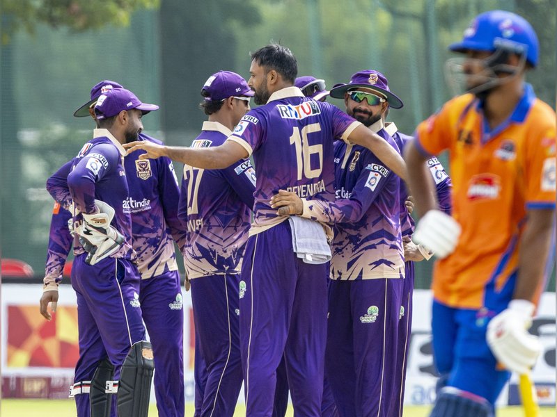Royal Nimar Eagles survive late scare to seal three-wicket win over Rewa Jaguars in the Madhya Pradesh League (MPL) T20 Scindia Cup 2026 at Daly College, Indore. Photo credit; MPL