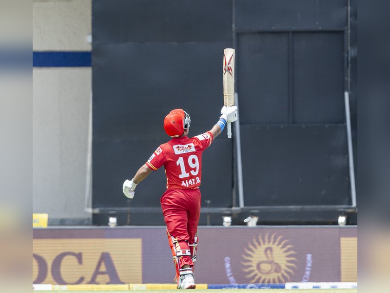 Ajay Rohera's unbeaten 130 powers Jabalpur Royal Lions to hat-trick of wins, beating Malwa Stallions in the Madhya Pradesh League (MPL) T20 Scindia Cup 2026 at the Holkar Stadium in Indore on Saturday. Photo credit: MPCA
