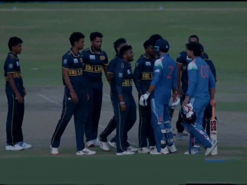 Vaibhav Sooryavanshi and Tilak Varma get into a verbal fight with Sri Lanka A players in Super Over drama in their clash in the 'A' Teams Tri-series clash at the Rangiri Dambulla International Stadium in Dambulla on Monday. Photo credit: @AjayJadeja/X