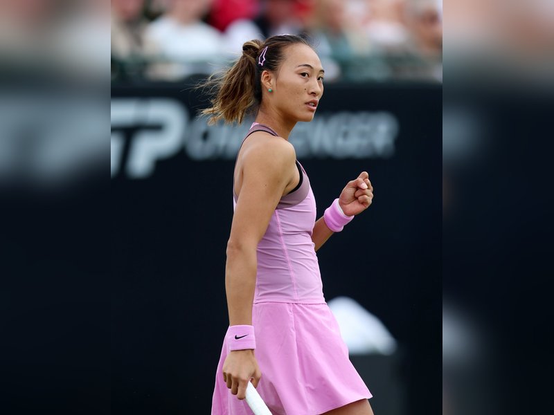China's Zheng Qinwen rallies past Maria Sakkari of Greece for first grass-court win of season at the Maria Sakkari of Greece in Nottingham on Monday. Photo credit: WTA