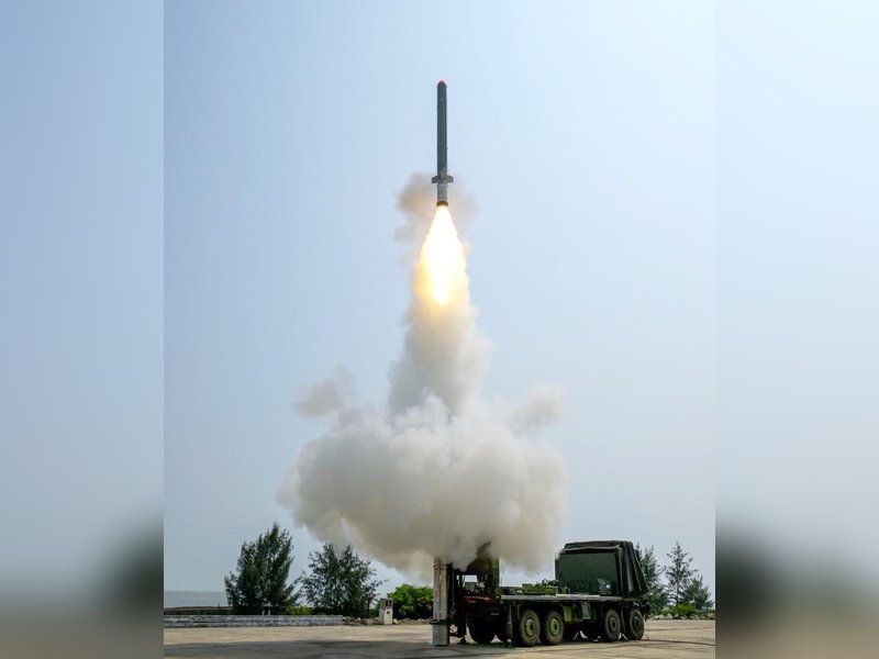 Odisha: The Defence Research and Development Organisation (DRDO) conducts a successful flight-test of the Long Range Land Attack Cruise Missile (LRLACM) from Dr. APJ Abdul Kalam Island off the coast of Odisha on Monday, June 15, 2026. (Photo: IANS/PIB)
