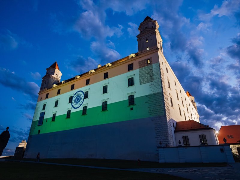 Bratislava Castle lights up in Tricolour as Slovakia rolls out grand welcome for PM Modi (Photo: @MEAIndia/X)