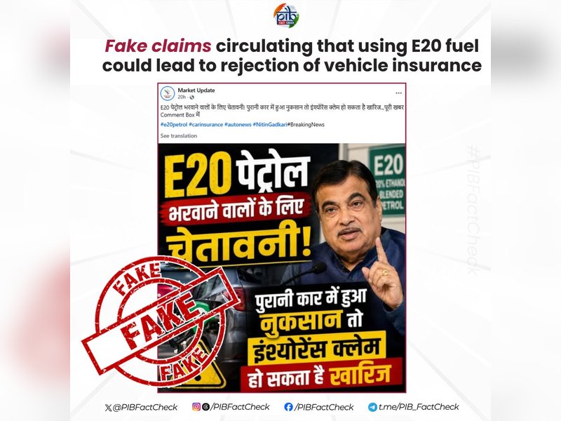Vehicle insurance remains valid with E20 fuel use: Govt