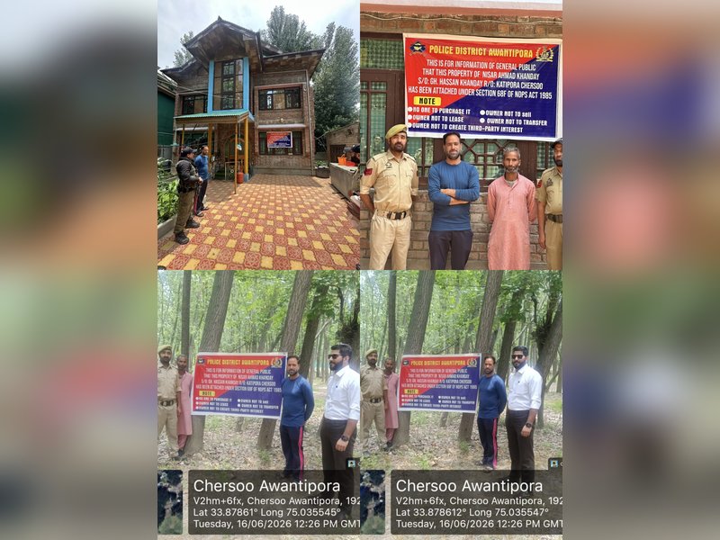 J&K Police attach drug peddler’s property worth Rs 2.50 crore in Awantipora