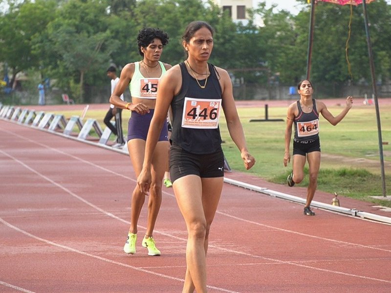 Kiran Pahal wins women’s 400m in the latest leg of the Indian Athletics Series held in Surat, Gujarat, on Tuesday. Photo credit: AFI