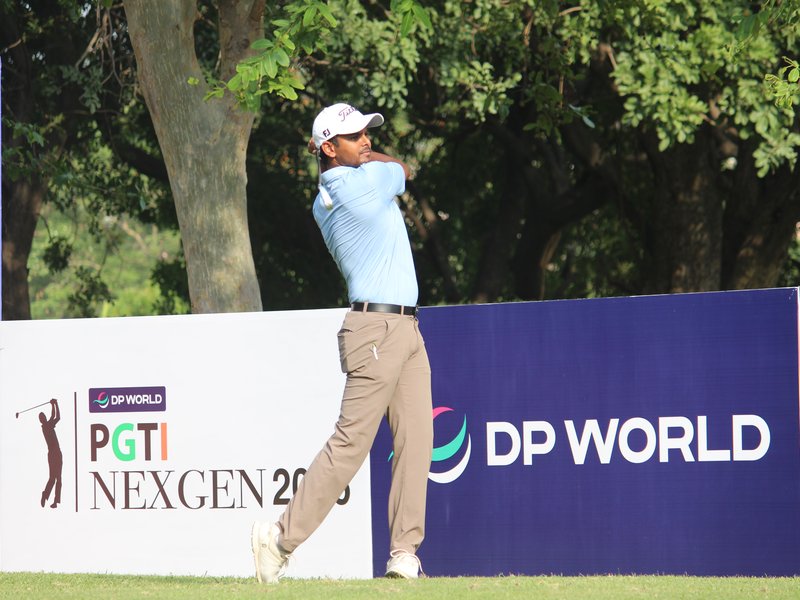 Sunit Chowrasia, Mukeem Ali, and Dipankar Kaushal share the opening round lead in the inaugural INR 25 lakh DP World PGTI NexGen – Varanasi being played at the BLW Greens Golf Course. Photo credit: PGTI