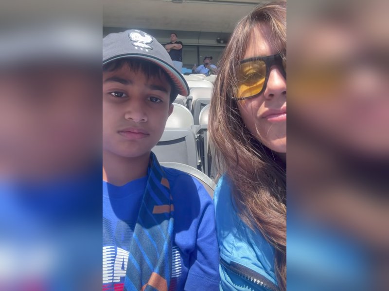 Ekta Kapoor's nephew Laksshya looks puzzled as she records video of them watching FIFA World Cup live 