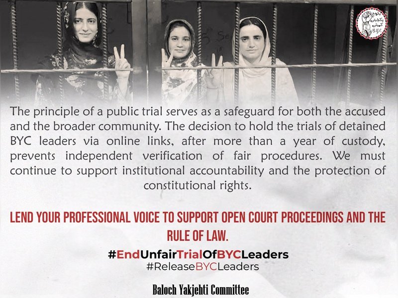 Pakistan: Rights group condemns 'faceless' trials of Baloch Yakjehti Committee leaders