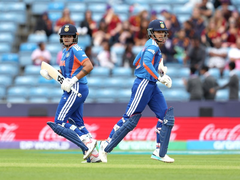 Smriti Mandhana, Shafali Verma and Sree Charani help India thrash the Netherlands by 95 runs in the ICC Women's T20 World Cup 2026 in Leeds on Wednesday. Photo credit: BCCI Women/X