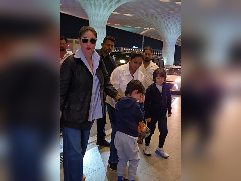 Taimur says bye to security, sleepy Jeh almost rams into bollard during midnight flight with Kareena Kapoor 
