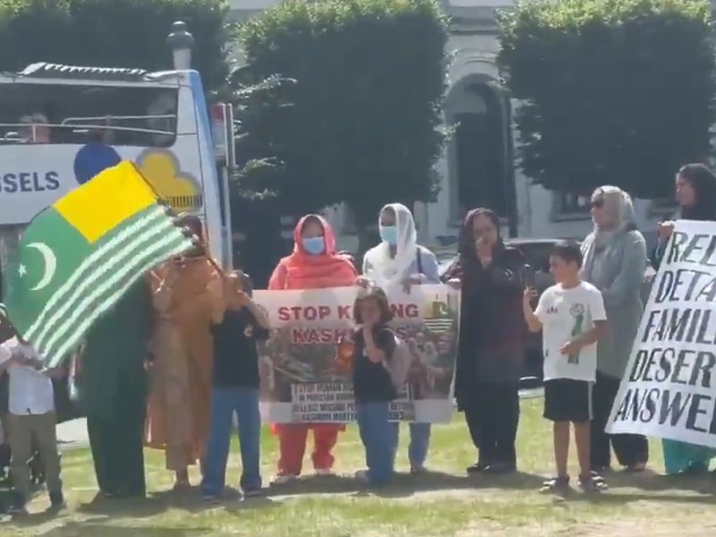 Brussels: Kashmiris protest outside European Parliament, slams Pakistan for human rights abuses in PoK