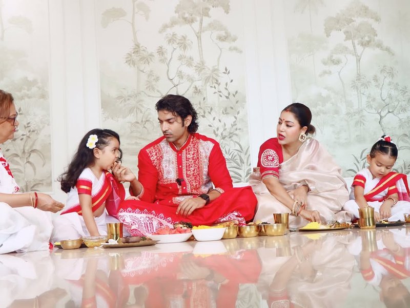 Gurmeet Choudhary, Debinna Bonnerjee enjoy family time during Jamai Shosthi 