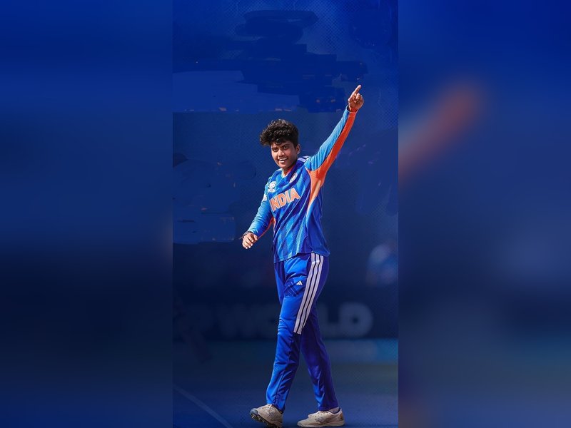 Charani scripts history, becomes India's highest wicket-taker in a single edition of the ICC Women's T20 World Cup during the match against Bangladesh in Manchester on Thursday. Photo credit: BCCI Women/X 