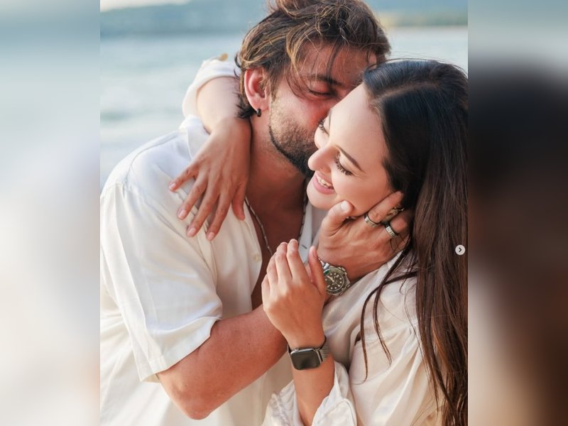 Sonakshi Sinha shares loved-up Phuket moments as Zaheer Iqbal plants a kiss on her cheek