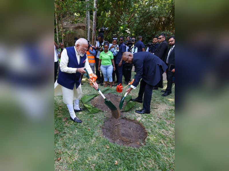 Seychelles: PM Modi, President Herminie plant unique sapling under 'Ek Ped Maa Ke Naam' initiative (Ld)