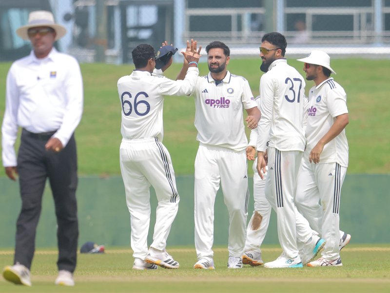 Auqib Nabi’s four-wicket haul hands India A crucial 122-run lead against Sri Lanka A. Photo credit: Sri Lanka Cricket