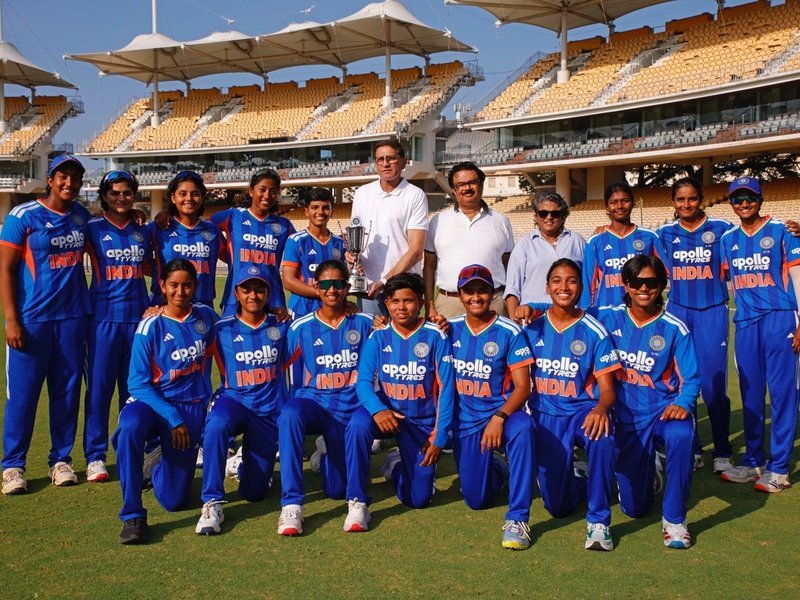 Bhavika Ahire shines as dominant India U19 women thrash Sri Lanka U19, clinch 3-0 series sweep in the third and final game at the MA Chidambaram Stadium on Saturday. Photo credit: TNCA