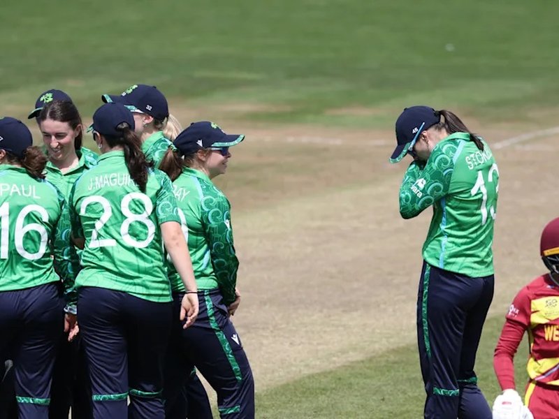 Aimee Maguire, Cara Murray lead disciplined Ireland effort as West Indies post 128/7 in their clash in ICC Women's T20 World Cup 2026 at the County Ground in Bristol on Saturday. Photo credit: ICC