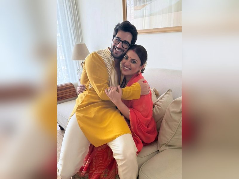 Parents to be Aditya Seal & Anushka Ranjan are all smile during a traditional Godhbharai 