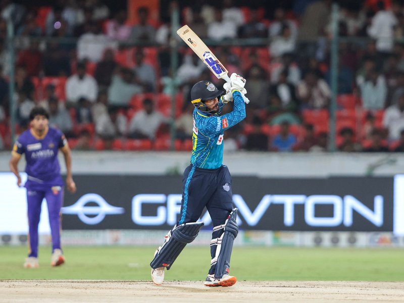 Abhirath Reddy, Ganesh Gadugu fire unbeaten Hyderabad E-Champions to 56-run win over Khammam Aces in the Hyderabad Cricket Association's TG20 at the G.M.C. Balayogi Stadium in Gachibowli, Hyderabad on Monday. Photo credit: HCA TG20