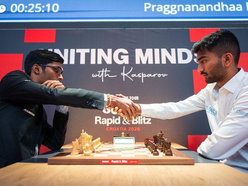 Praggnanandhaa joint second, Gukesh tied sixth after opening day of Grand Chess Tour Croatia