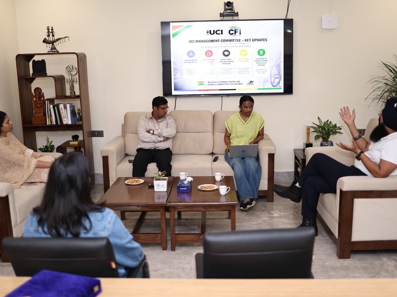 Union Minister of State for Youth Affairs and Sports, Raksha Khadse reviews roadmap for strengthening India's cycling ecosystem with Cycling Federation of India. Photo credit: Media SAI