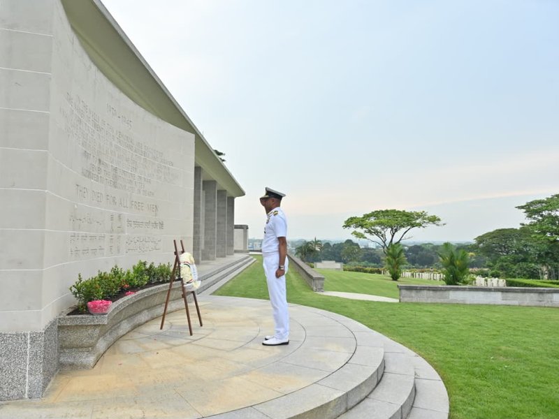 Indian Naval Officers honour fallen soldiers at Singapore's Kranji War Memorial