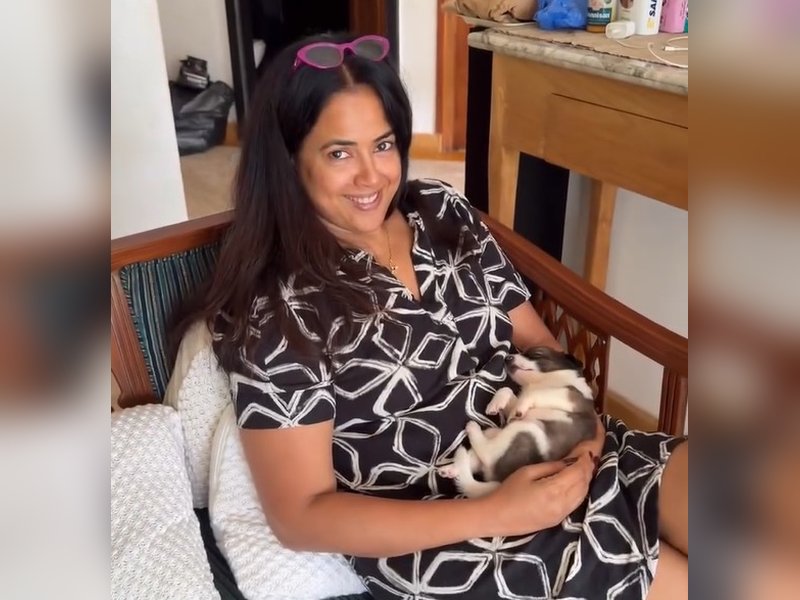 Sameera Reddy welcomes new furry family member, shares heartwarming adoption video