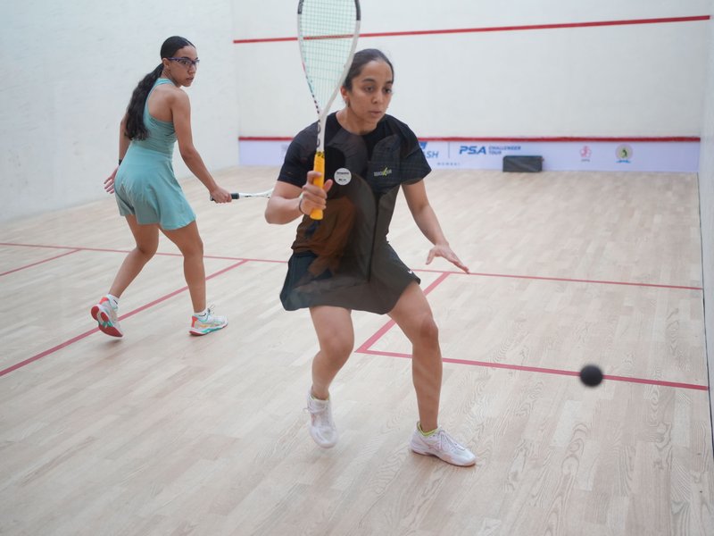 Tanvi Khanna rallies from two games down to lift the women's title in the SRFI PSA Challenger Squash Tournament at the Juhu Vile Parle Gymkhana (JVPG) Club, in Mumbai on Friday. Photo credit: SRFI