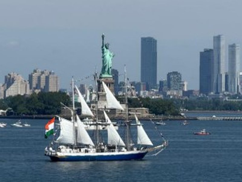 INS Sudarshini sails into New York harbour, representing India at Sail 250