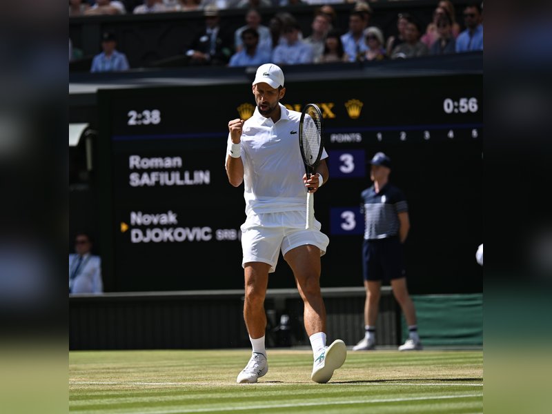 Wimbledon: Djokovic breaks Federer’s  wins record with gritty victory over Safiullin (Credit: Wimbledon/X)