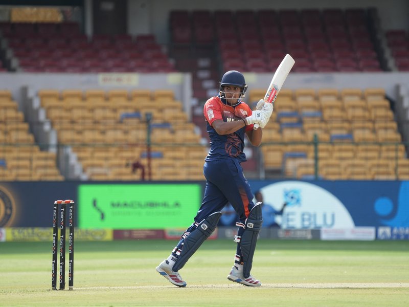 Siddharth Akhil's unbeaten ton powers Coastal Kings Mangaluru to thrilling win over Hubli Tigers in Maharaja Trophy KSCA T20 at the Chinnaswamy Stadium on Monday evening. Photo credit: KSCA