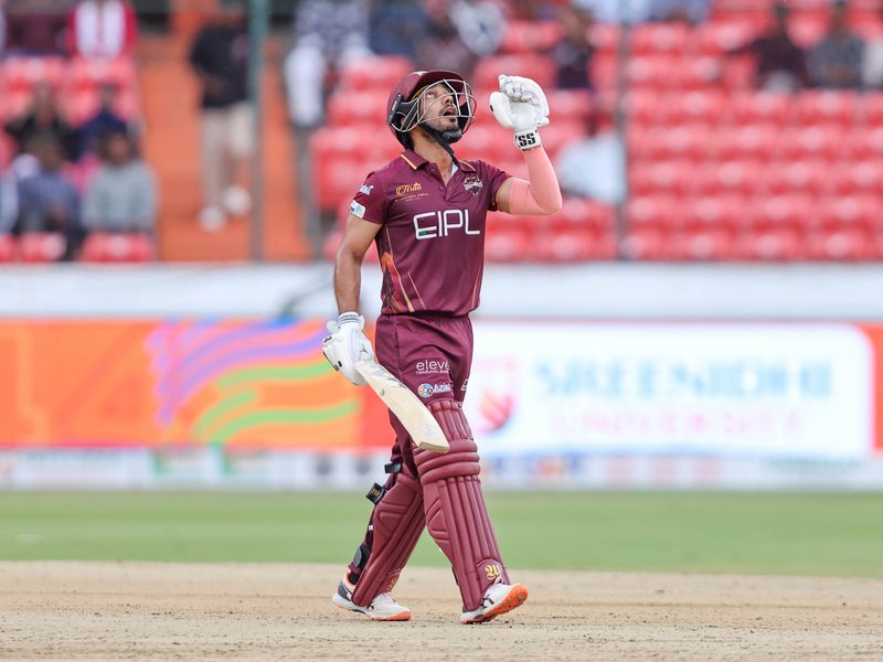 Tanmay Agarwal’s second ton confirms playoff spot for EIPL & eleve Karimnagar Diamonds with 73-run victory over Palamuru Strikers in Hyderabad on Tuesday. Photo credit: HCA