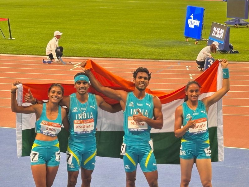 Indian mixed 4x400m relay team wins gold in the Asian U23 Athletics Championships 2026  in the Chinese city of Ordos on Thursday. Photo credit: AFI