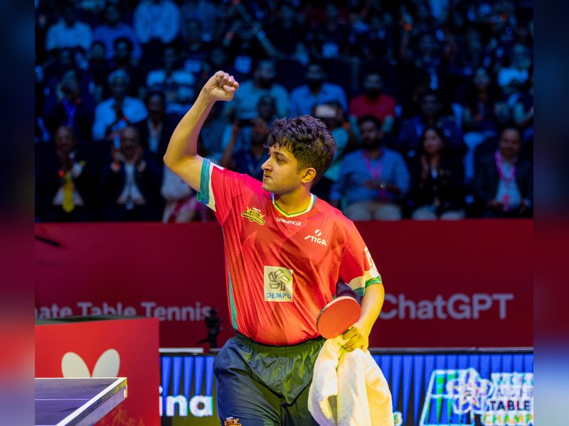 Bernadette Szocs, Abhinandh PB star as Goa Challengers beat reigning Champs U Mumba TT in the opening match of the Ultimate Table Tennis (UTT) at the Dr Shyama Prasad Mukherjee Indoor Stadium in Panaji on Thursday. Photo credit: UTT