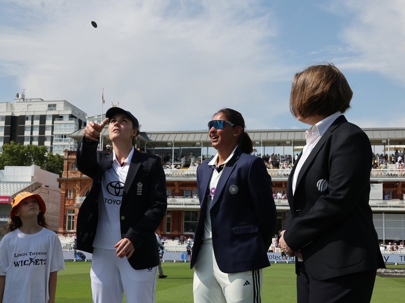 One-off Test: Charani, Capsey, Villiers handed debut caps as England elect to bowl first against India (Credit: X/BCCI Women)