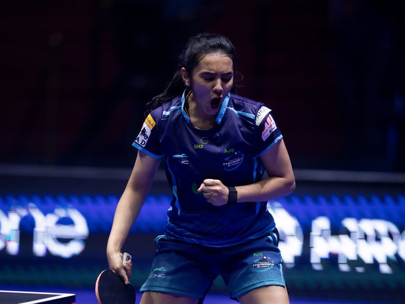 Kolkata Thunder Blades edge past Pune Jaguars 8-7; Dabang Delhi beat UP Prometheans 9-6 in Day 2 matches in Season 7 of the Ultimate Table Tennis (UTT) in Panaji, Goa on Friday.  Photo credit:  UTT