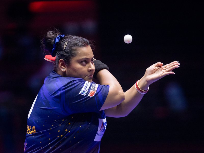 Sutirtha Mukherjee inspires Dabang Delhi TTC to a thrilling win after Ankur's upset rocks HVR Kolkata ThunderBlades in Panaji, Goa, on Saturday. Photo credit: UTT