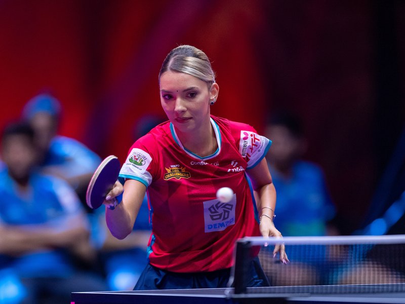 Bernadette Szocs clinches thrilling 8-7 win for unbeaten Goa Challengers against Kolkata ThunderBlades in Season 7 of the Ultimate Table Tennis (UTT) at the Dr Shyama Prasad Mukherjee Indoor Stadium in Taleigao in Goa on Sunday. Photo credit: UTT