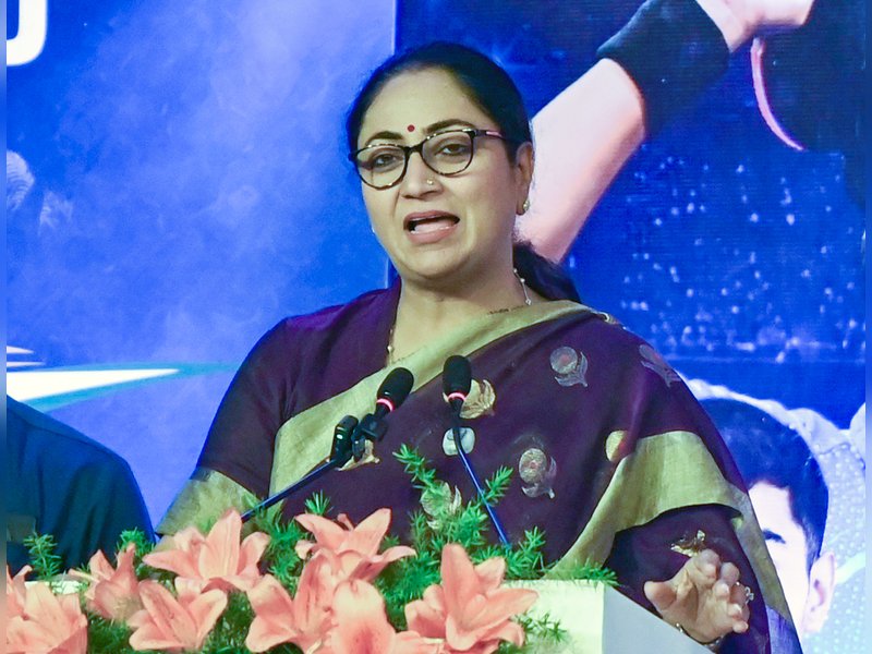 New Delhi: Delhi Chief Minister Rekha Gupta addresses the unveiling ceremony of the official mascot for the Commonwealth Table Tennis Championships 2026 at The Lalit, Barakhamba Road, in New Delhi on Tuesday, July 14, 2026. (Photo: IANS/Deepak Kumar)