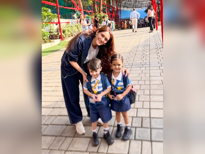 Pankhuri Awasthy reveals she ‘found herself crying’ as her twin babies kick-started their schooling journey