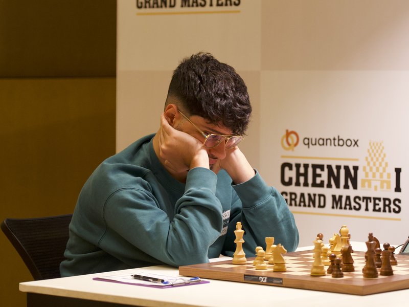 Alireza Firouzja beat D. Gukesh to extend lead after second round of the Chennai Grand Masters 2026 at the Westin Hotel in Chennai on Friday. Photo credit: TNCA