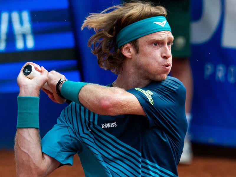 Andrey Rublev speeds past Sebastian Baez to avenge past defeat in the quarterfinals of the ATP 250 event in Bastad, Sweden on Friday. Photo credit: ATP Tour