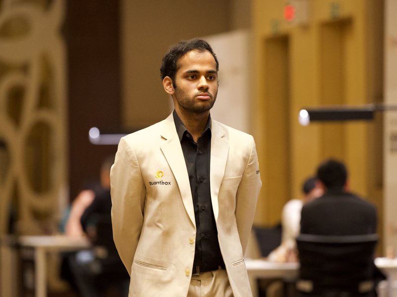 Arjun Erigaisi beats world champion Gukesh with black to jump to joint lead after the fifth round of Chennai Grand Masters 2026 in Chennai on Monday. Photo credit: TNCA