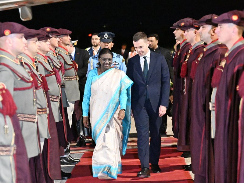 President Murmu arrives in North Macedonia on second-leg of her 3-nation visit